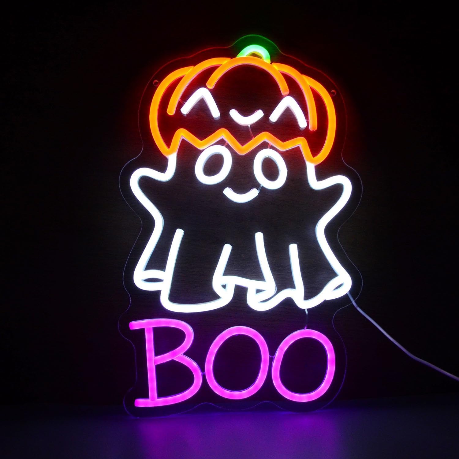 Home Decor Lighting Tricks - หมวกฟักทองผีน้อยน่ารัก ป้ายไฟนีออน LED ตกแต่งผนังฮาโลวีน สำหรับงานปาร์ตี้วันฮาโลวีน ของขวัญตกแต่งบ้าน