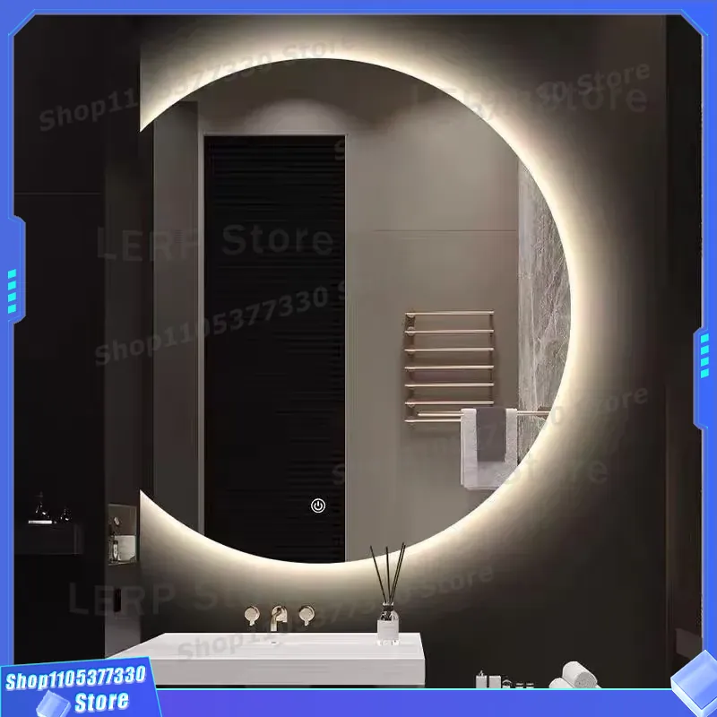 Decor Lighting Solution - กระจกติดผนัง LED ดีไซน์ทันสมัย รูปทรงครึ่งวงกลมแบบไม่สมมาตร สำหรับห้องน้ำ ร้านเสริมสวย