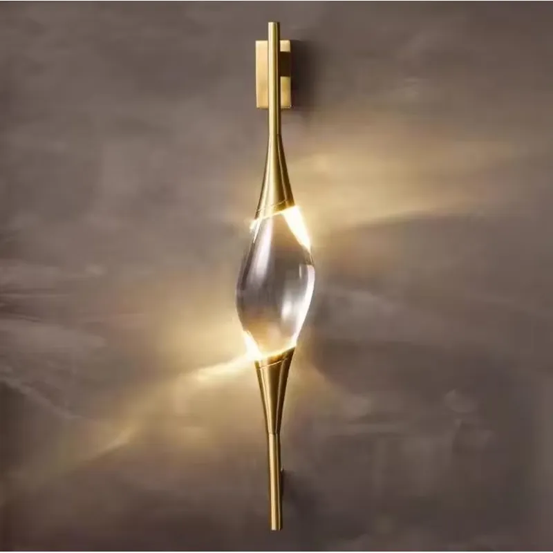 Lighting Decor In Room - โคมไฟติดผนัง LED ดีไซน์ใหม่ ทันสมัย ทองแดงแท้ ประดับคริสตัล