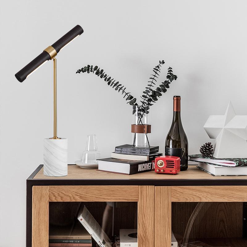 Lighting Decor In Room - โคมไฟตั้งโต๊ะตกแต่ง, โคมไฟตั้งโต๊ะหินอ่อนหนังดีไซน์หรูหรา, โคมไฟห้องอ่านหนังสือส่วนตัว, โคมไฟข้างเตียงห้องนอนเด็ก