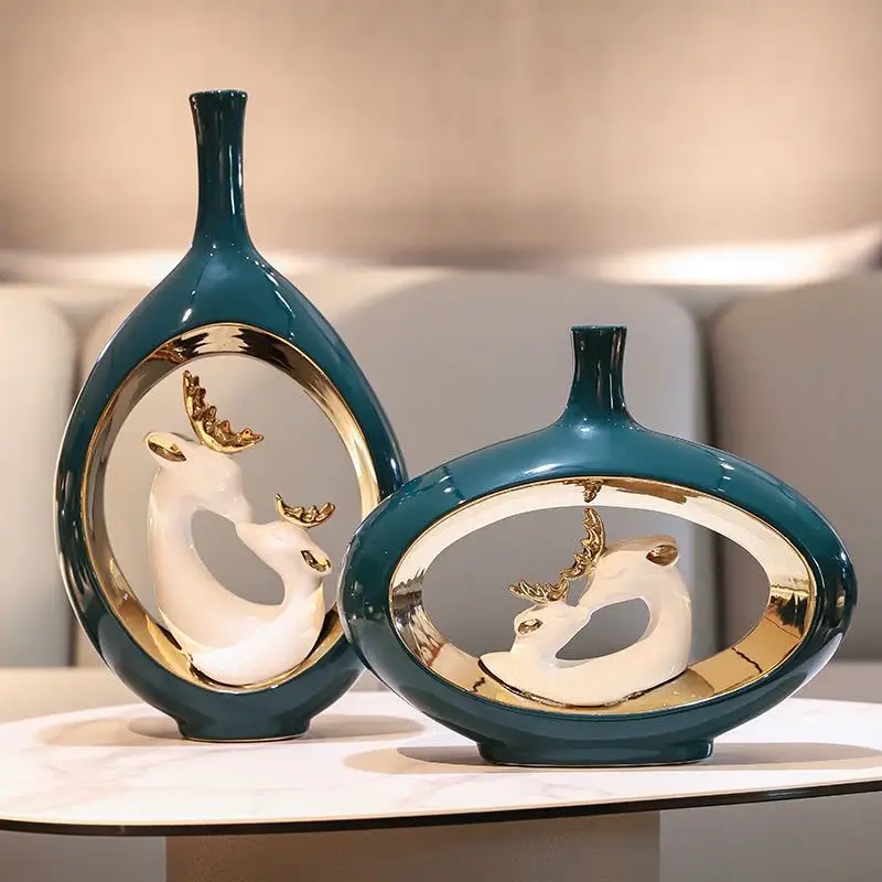 Lighting Decoration Stand - Creative Home ตกแต่งตุ๊กตาโมเดิร์นหรูหราเครื่องประดับแจกันห้องนั่งเล่นสํานักงานโรงแรม Store ศิลปะเซรามิคหัตถกรรมประติมากรรม