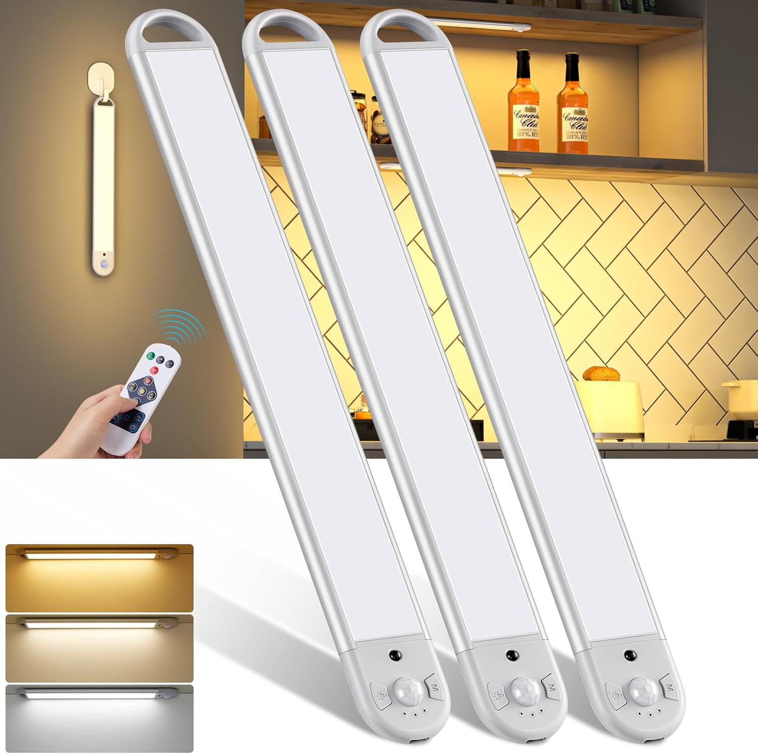 Lighting Decor Inc - เซ็นเซอร์ตรวจจับความเคลื่อนไหวไฟ LED ในครัวใต้ตู้โคมไฟกลางคืน 2200mAh Type-C ชาร์จใหม่ได้