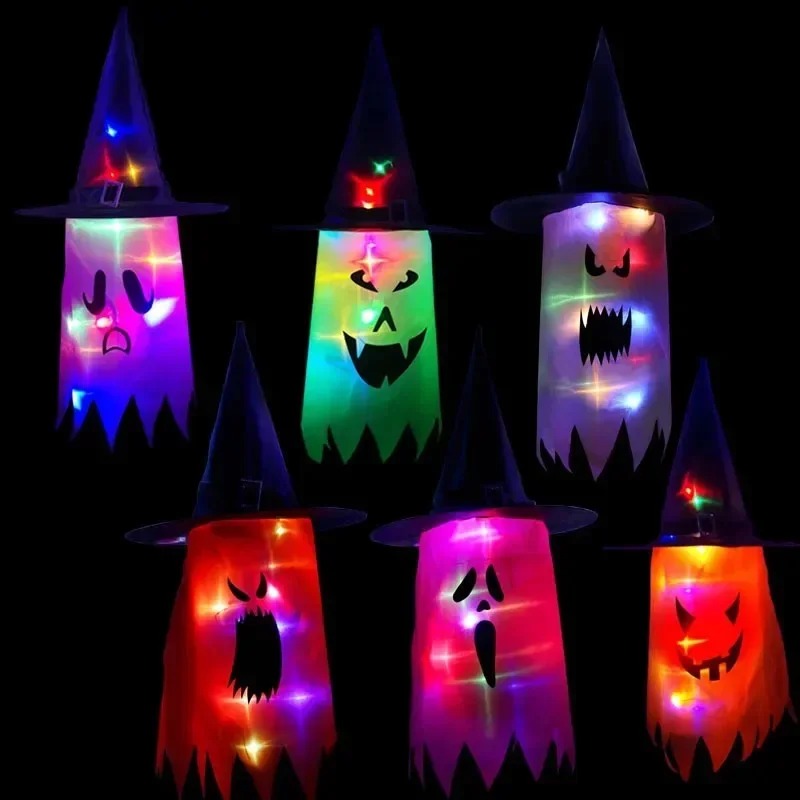 Lighting Decor - 1PC หมวกแม่มดฮาโลวีนสีสันสดใสไฟ LED ส่องสว่างตกแต่งสำหรับปาร์ตี้ไนท์คอสเพลย์อุปกรณ์เสริมอุปกรณ์ประกอบฉาก