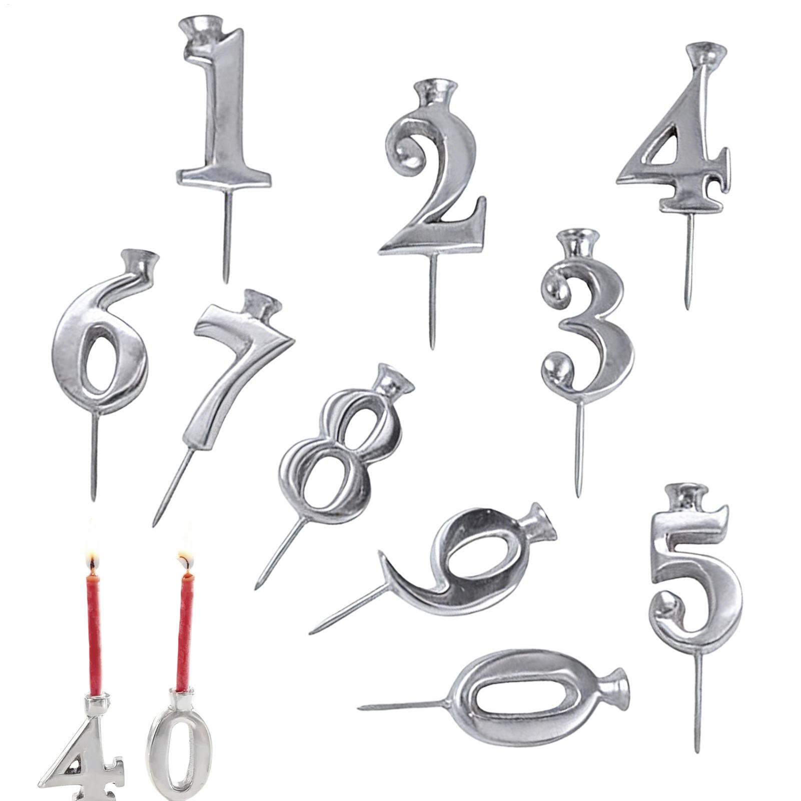 Candle Holder Set - ชุดที่วางเทียนวันเกิดแบบใช้ซ้ำได้, ของตกแต่งเค้กวันเกิด, ที่วางเทียนสีเงินแบบปรับได้สำหรับตกแต่งเค้ก