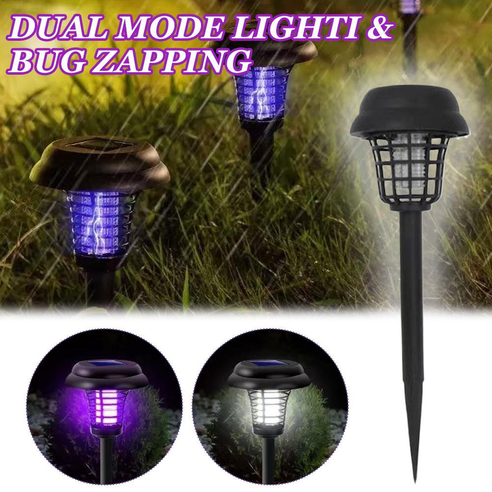 Lighting Bug Decor - ไฟดักแมลงพลังงานแสงอาทิตย์ 2-in-1 สำหรับภายนอกอาคาร กำจัดยุงและใช้เป็นไฟทางเดิน กันน้ำ เหมาะสำหรับตกแต่งสวนและลานบ้าน