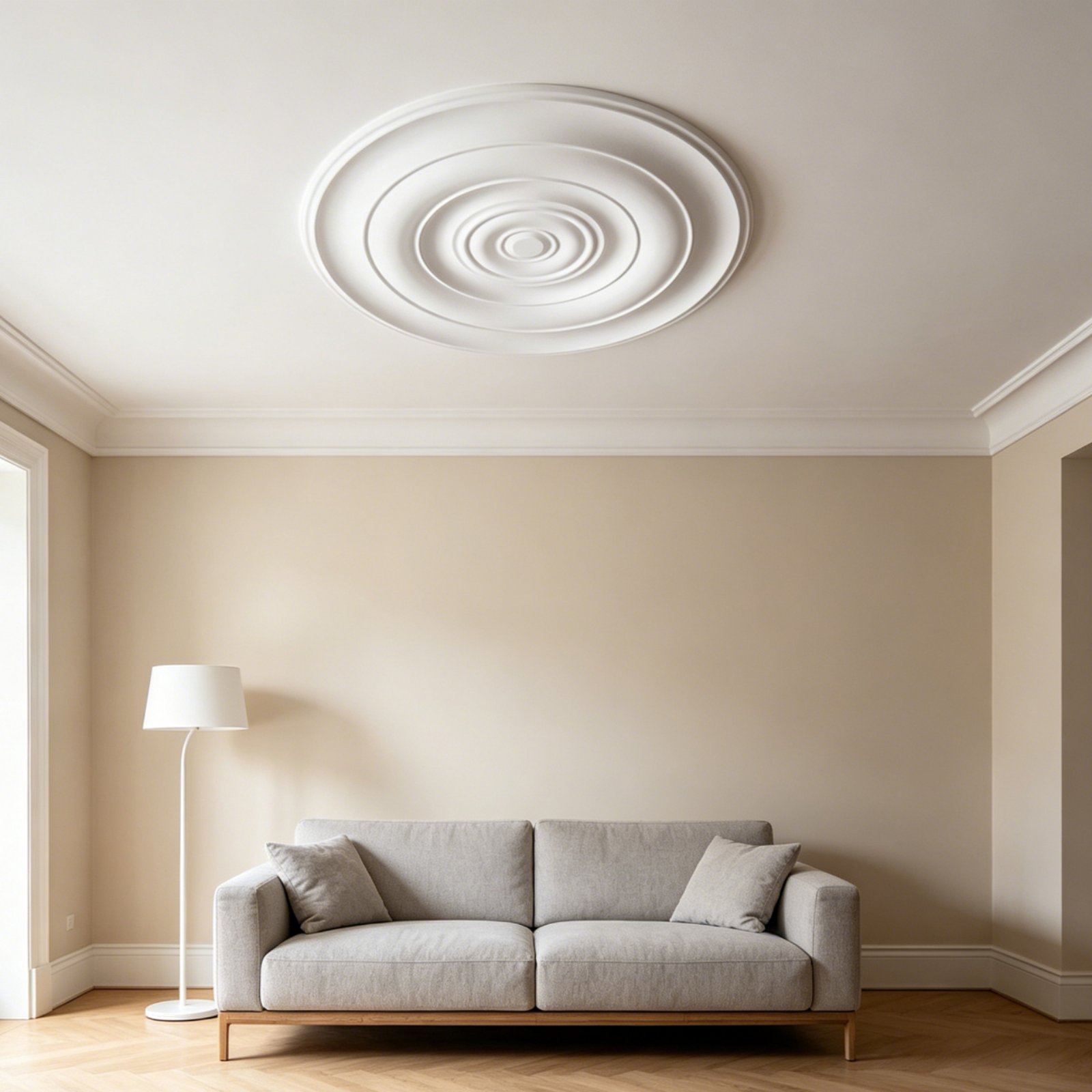 Lighting Decor - แผ่นปิดฝ้าเพดานทรงกลม ดีไซน์ยุโรป วัสดุ PU สำหรับตกแต่งฝ้าเพดาน ป้องกันความชื้น