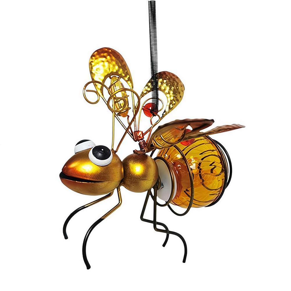 Lighting Bug Decor - โคมไฟแขวนดักแมลงพลังงานแสงอาทิตย์ โคมไฟโลหะแขวนดักแมลงบิน โคมไฟตกแต่งสวนสำหรับฤดูร้อน ของตกแต่งศิลปะกลางแจ้ง