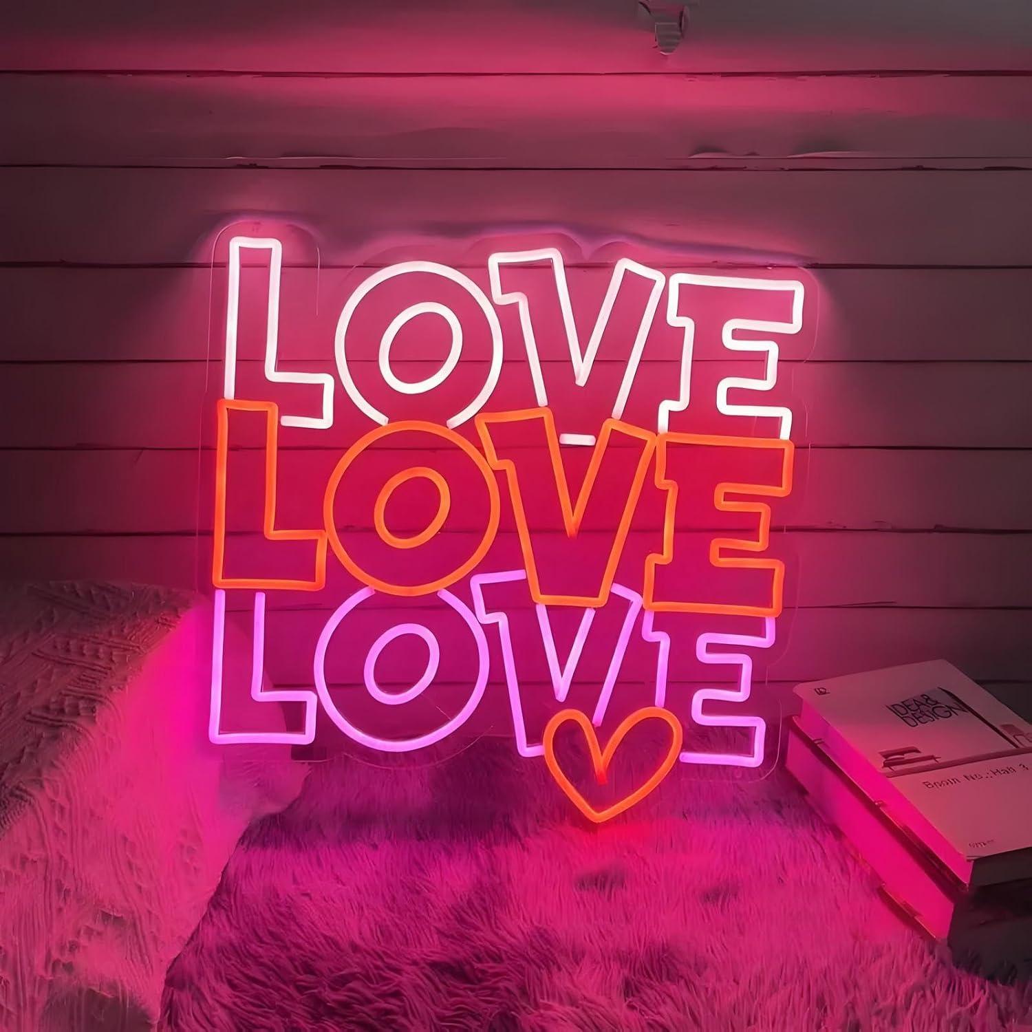 Lighting Decor For Wedding - ป้ายไฟนีออนรูปหัวใจ ไฟ LED ปรับความสว่างได้ ใช้พอร์ต USB