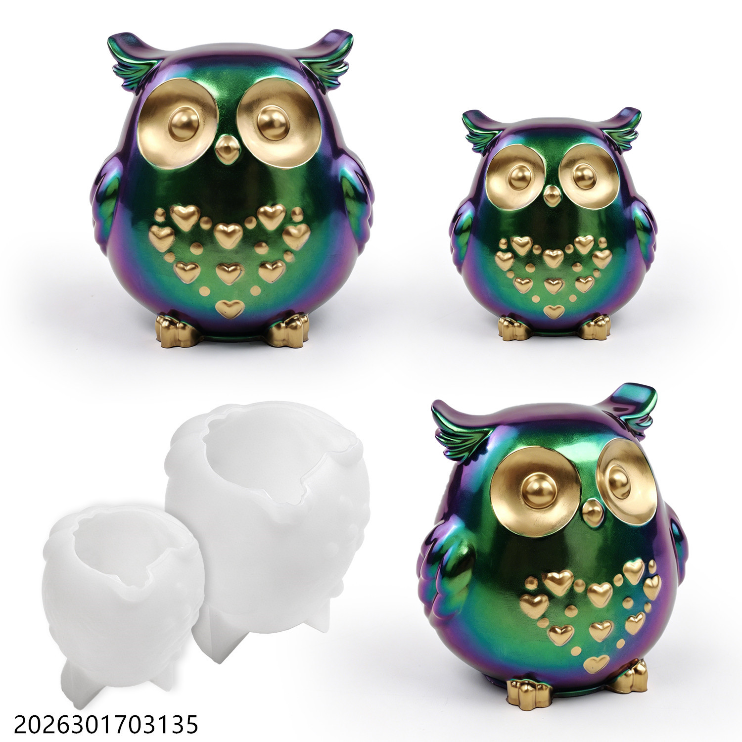Candle Holder Set - แม่พิมพ์ซิลิโคนรูปนกฮูก 3 มิติ ชุดสำหรับทำเรซิ่นอีพ็อกซี่ ปูนปลาสเตอร์ ปูนยิปซั่ม
