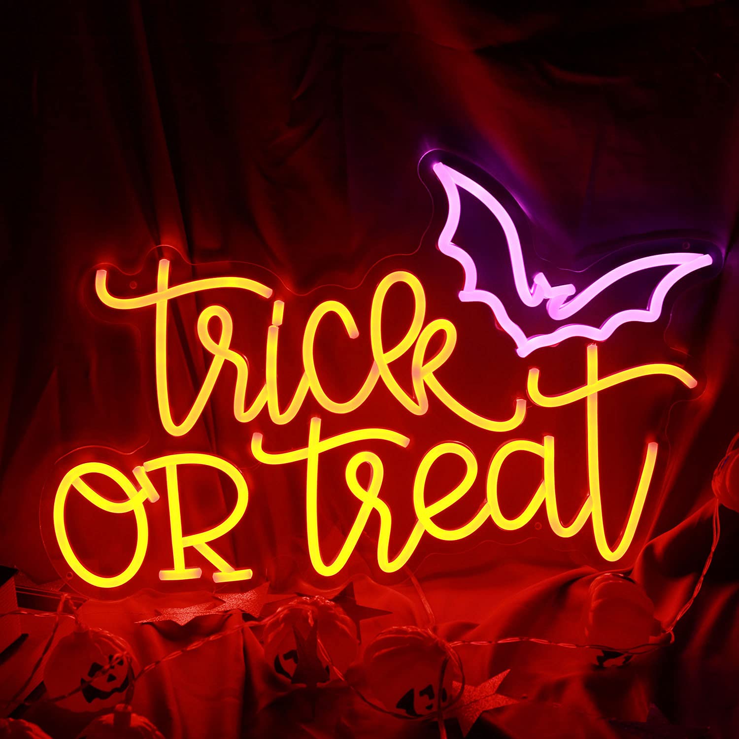 ป้ายไฟนีออน Trick or Treat สำห - Home Decor Lighting Tricks บทวิจารณ์และราคา