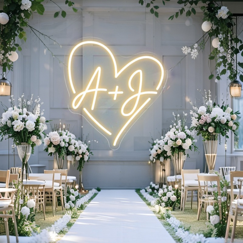 CUSTOM Initials หัวใจ LED Neon - Lighting Decor For Wedding บทวิจารณ์และราคา