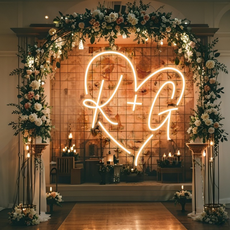 CUSTOM Initials หัวใจ LED Neon - Lighting Decor For Wedding บทวิจารณ์และราคา