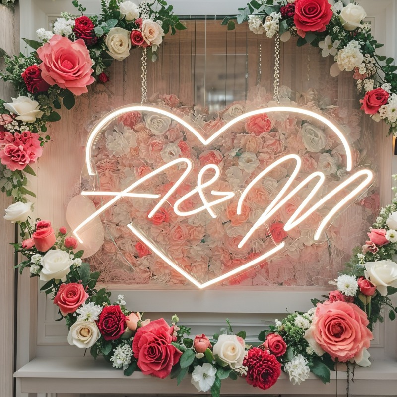 CUSTOM Initials หัวใจ LED Neon - Lighting Decor For Wedding บทวิจารณ์และราคา