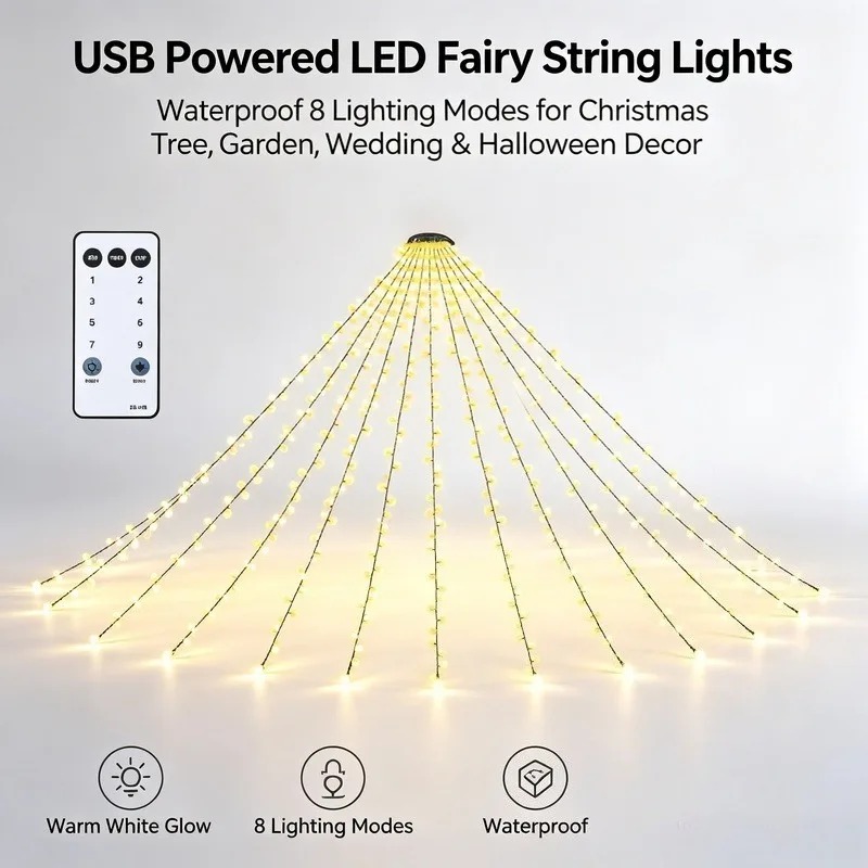 ไฟสาย LED USB กันน้ำ, 8 โหมดแส - Lighting Decor For Wedding บทวิจารณ์และราคา