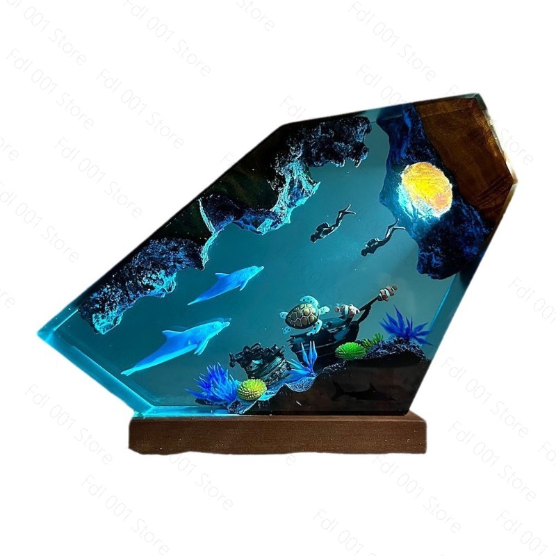 โคมไฟเรซิ่นรูปโลมาและเต่าคู่นั - Lighting World Decor บทวิจารณ์และราคา