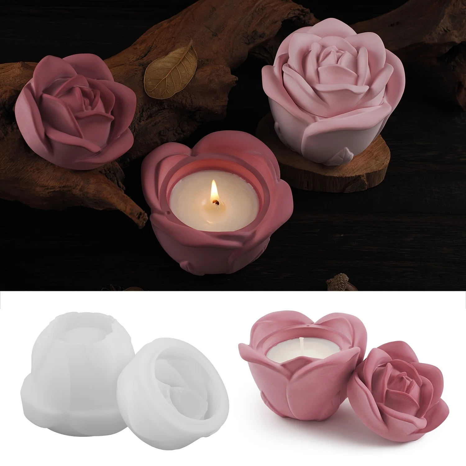 ชุดแม่พิมพ์ซิลิโคนรูปดอกกุหลาบ - Candle Holder Set บทวิจารณ์และราคา
