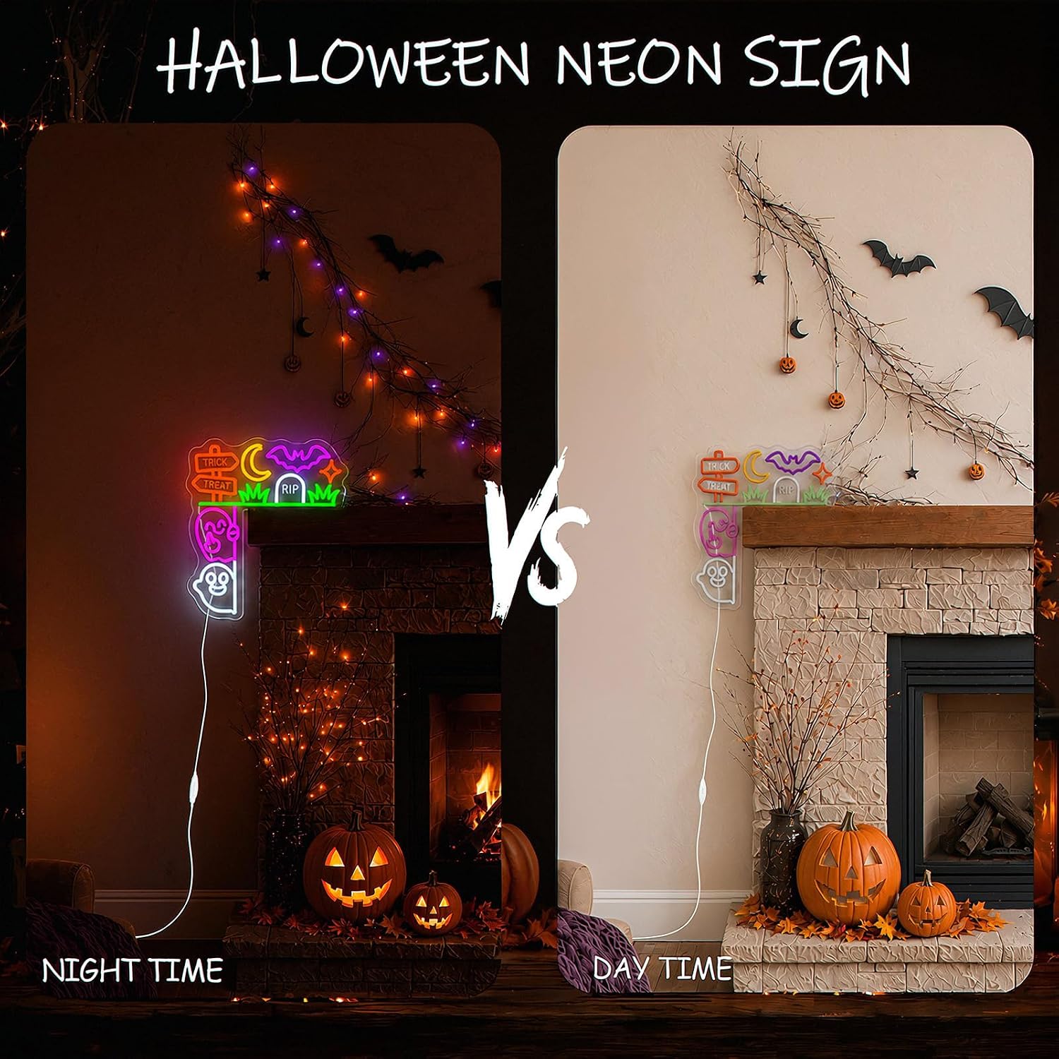 ป้ายไฟนีออน Trick Or Treat ใช้ - Home Decor Lighting Tricks บทวิจารณ์และราคา