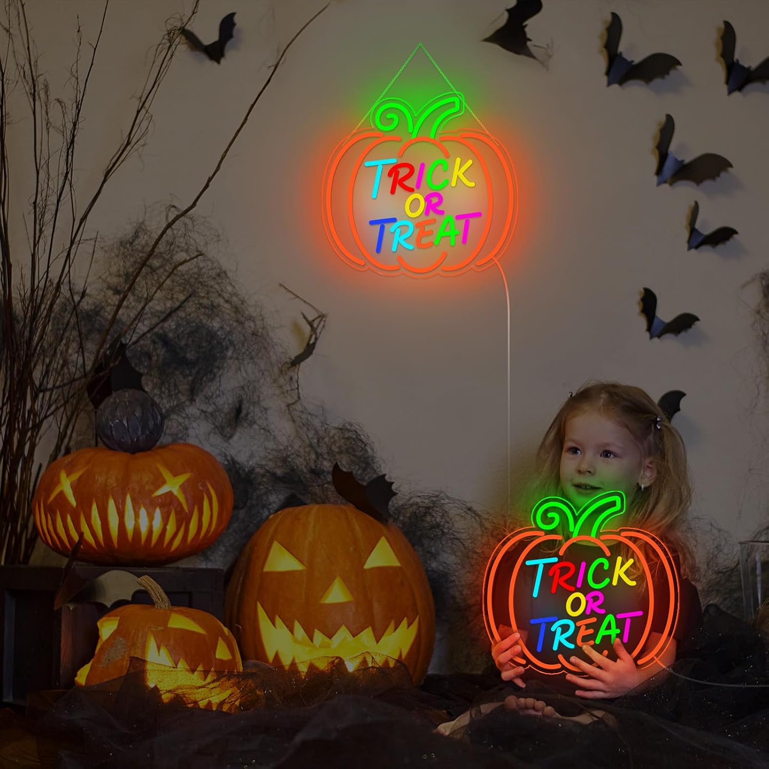 ป้ายไฟนีออน LED รูปฟักทอง Tric - Home Decor Lighting Tricks บทวิจารณ์และราคา